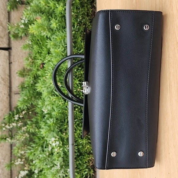 Calvin Klein Lock Black Leather Satchel - Picture 11 of 16